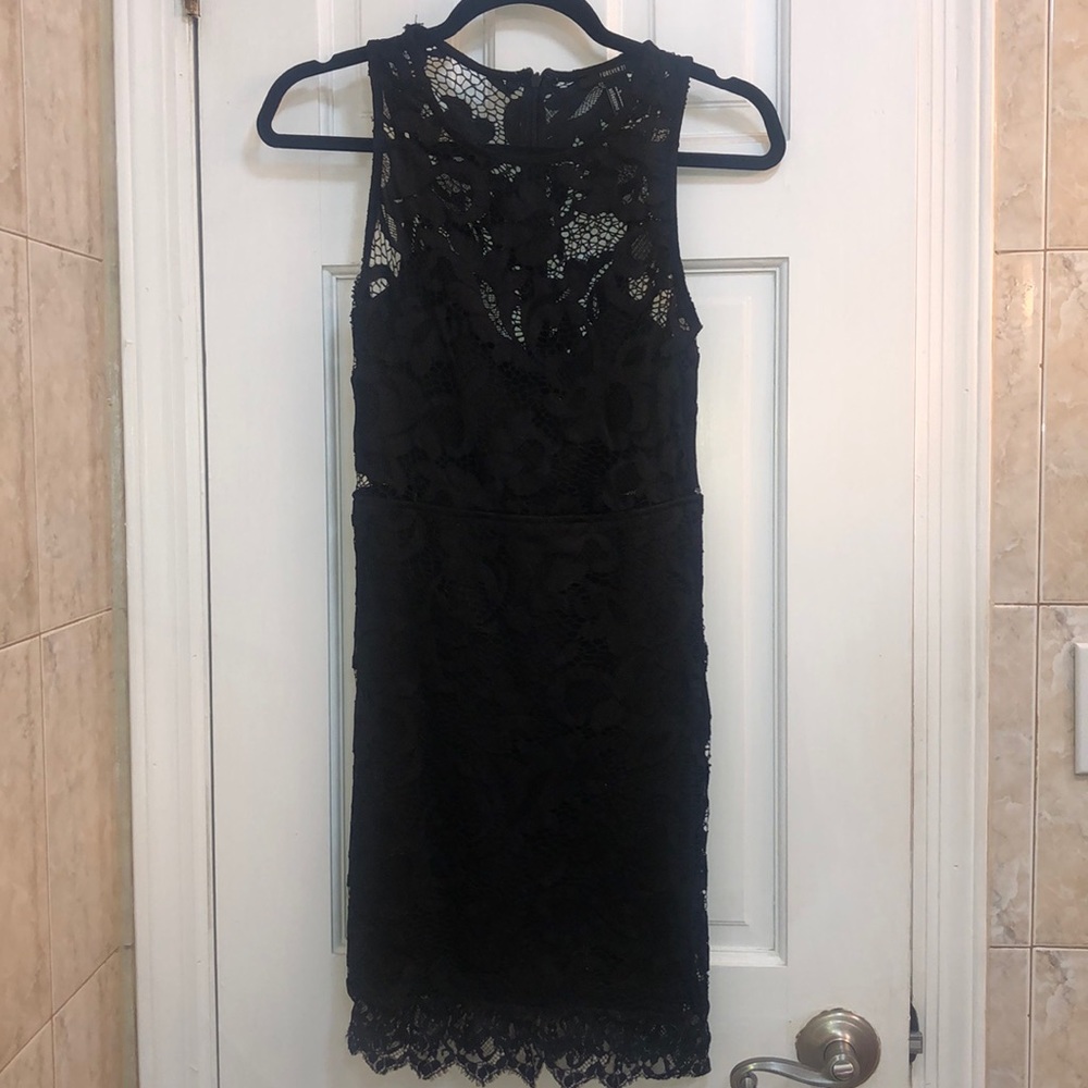 Black lace short dress